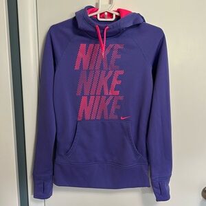 Nike Therma-Fit Hooded Sweatshirt, XS, Purple with Pink Details